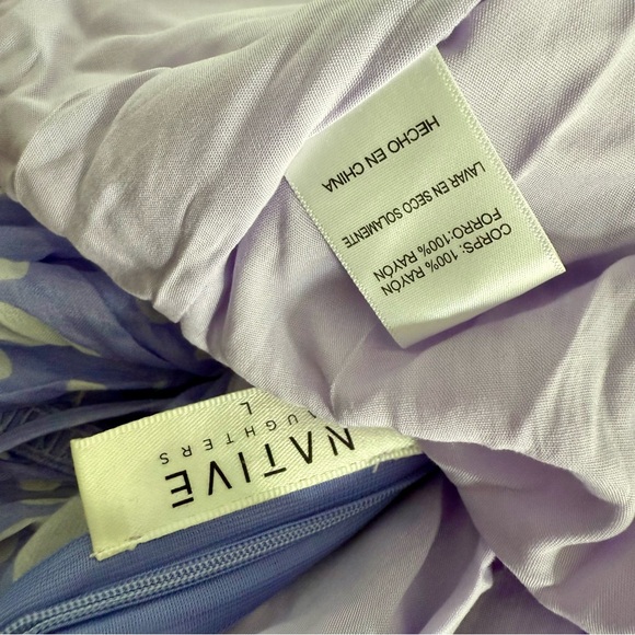 Native Daughter Purple and White Spaghetti Strap Mini Dress Tiered Ruffle L - Picture 6 of 7